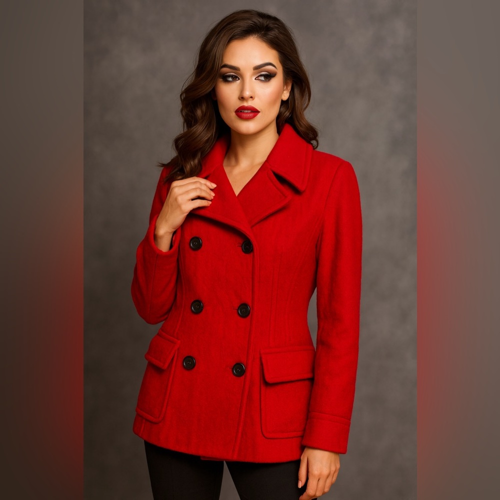 MICHAEL KORS Red Double-Breasted Women's Coat XL